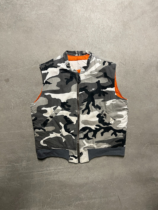 Vintage camo workwear puffervest - L